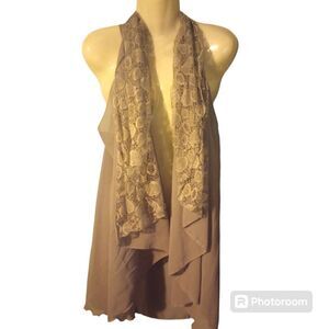 Cascading ruffle open lace trim sheer duster